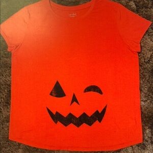 Orange Halloween Pumpkin Face T-Shirt